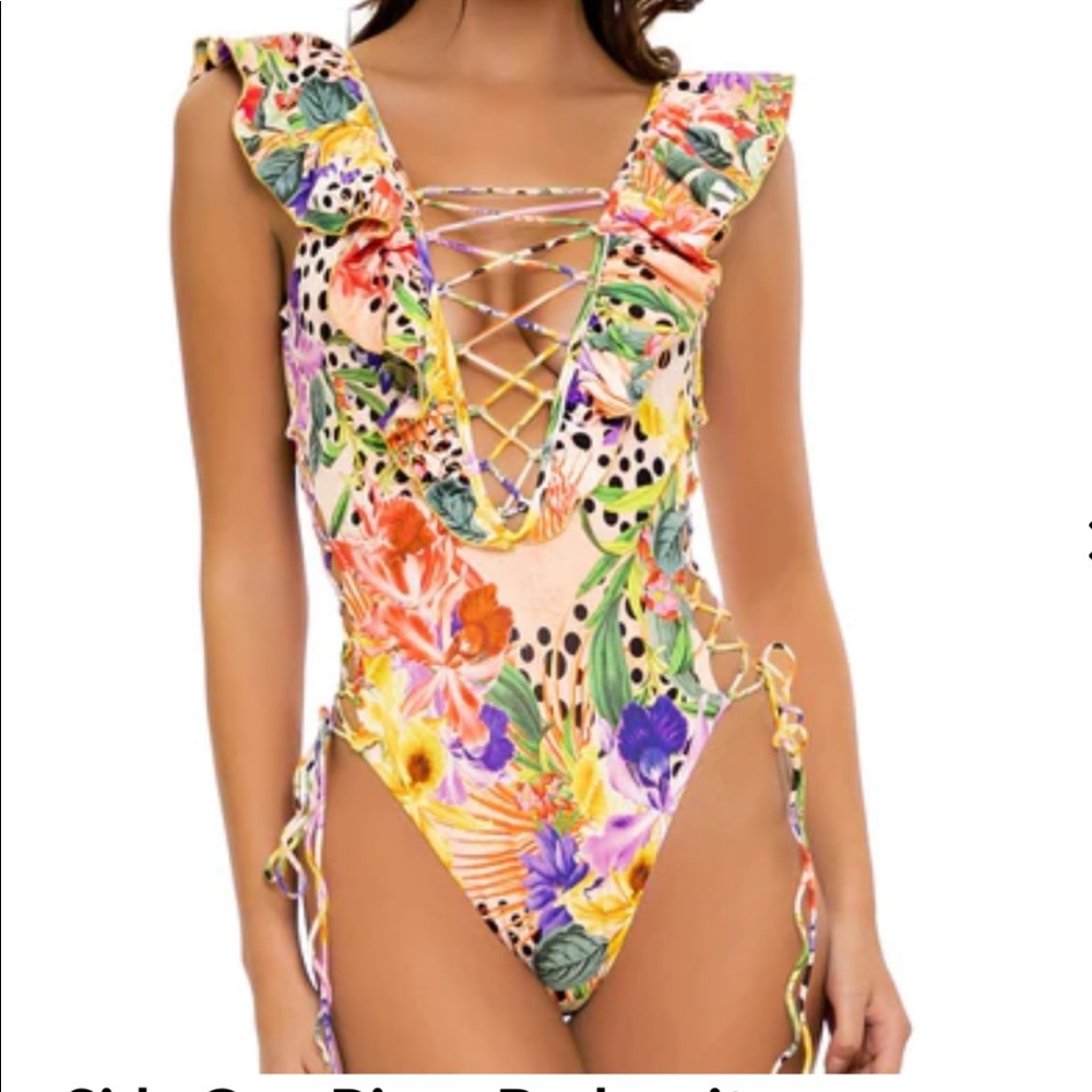 Luli Fama Open Sided One-piece Bathingsuit in Shocking Florals!